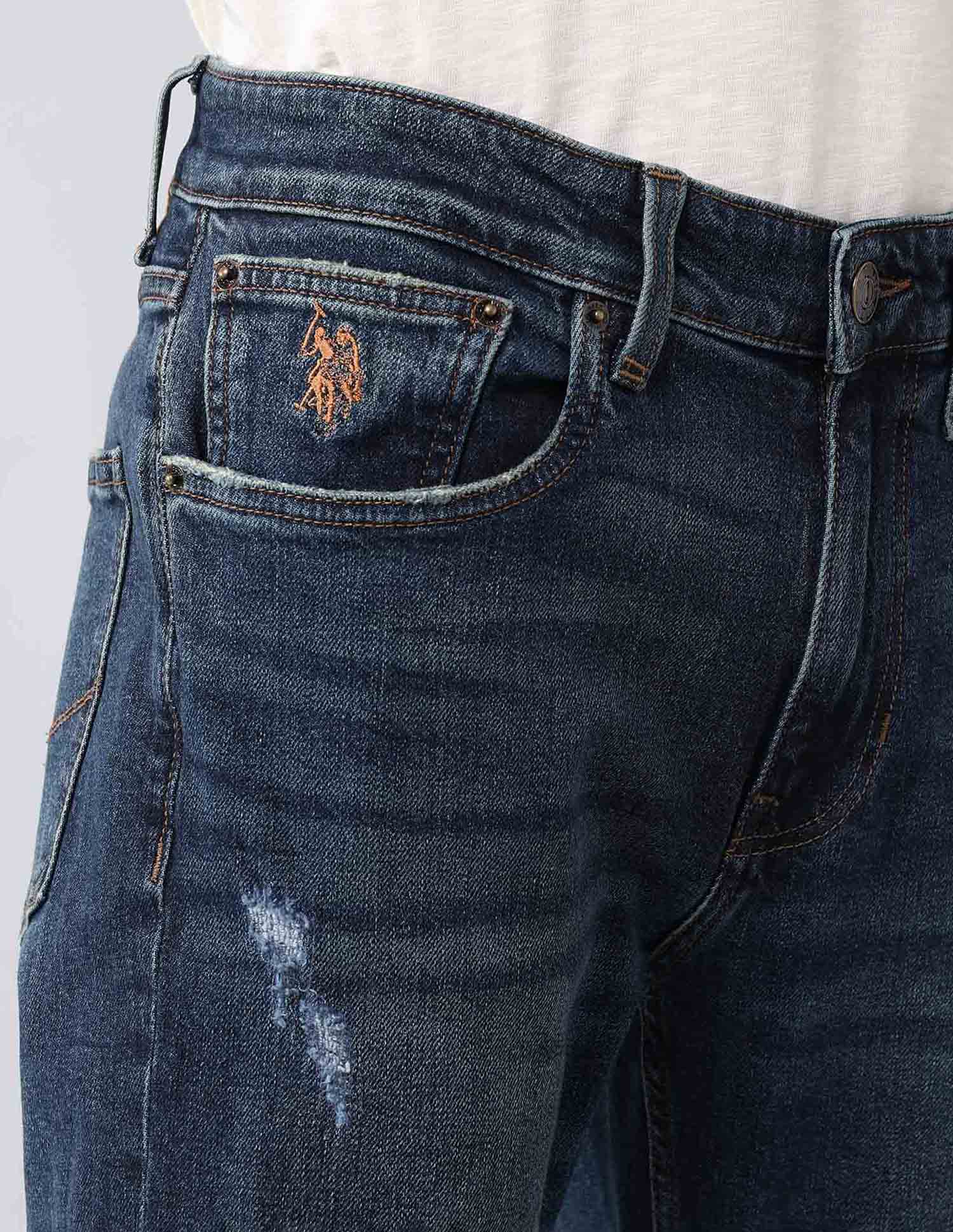 Harold Slim Straight Fit Blue Vintage Jeans Dark Wash - U.S. Polo Assn. India | Large