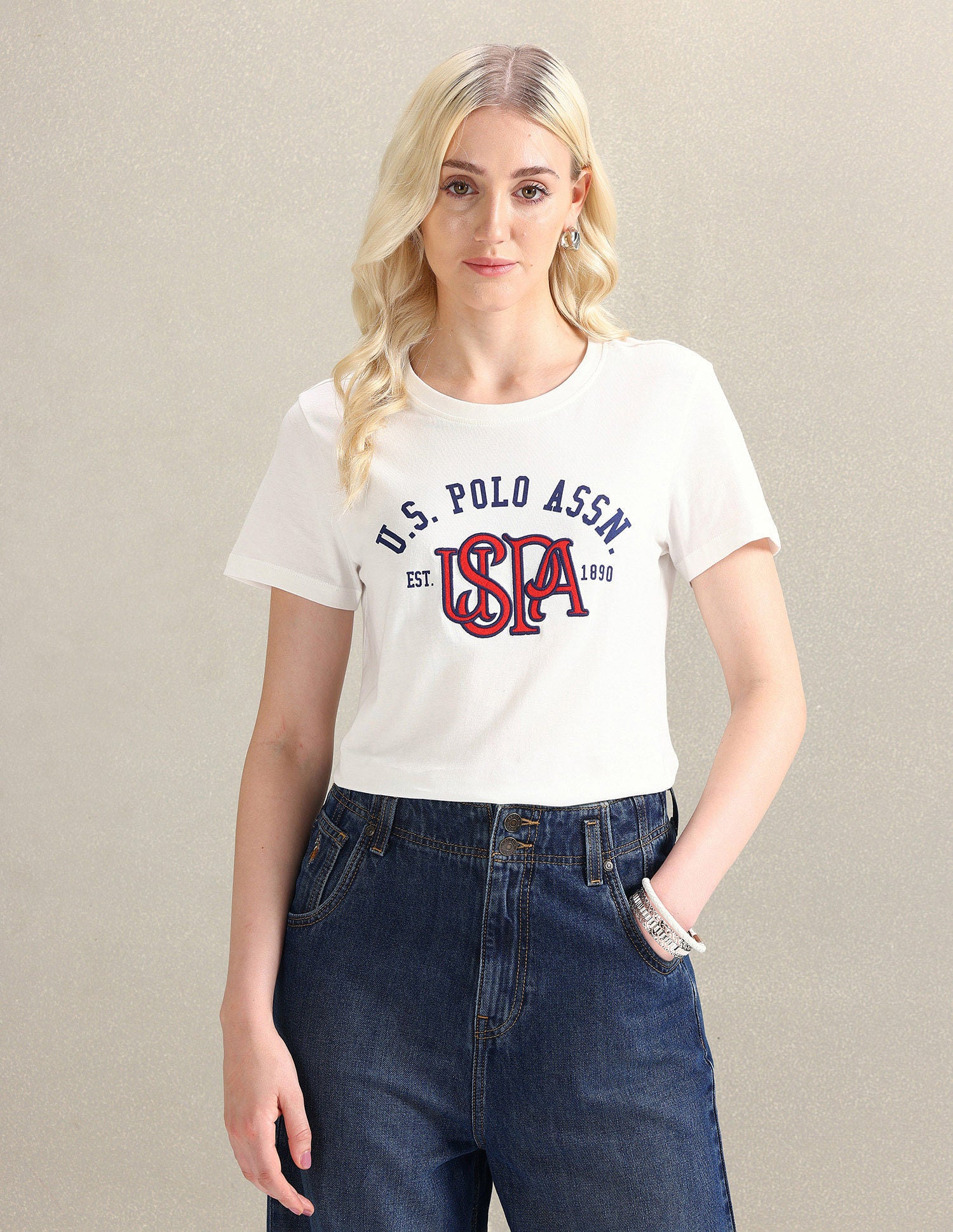 HD Print Pure Cotton T-Shirt White - U.S. POLO ASSN. | Large