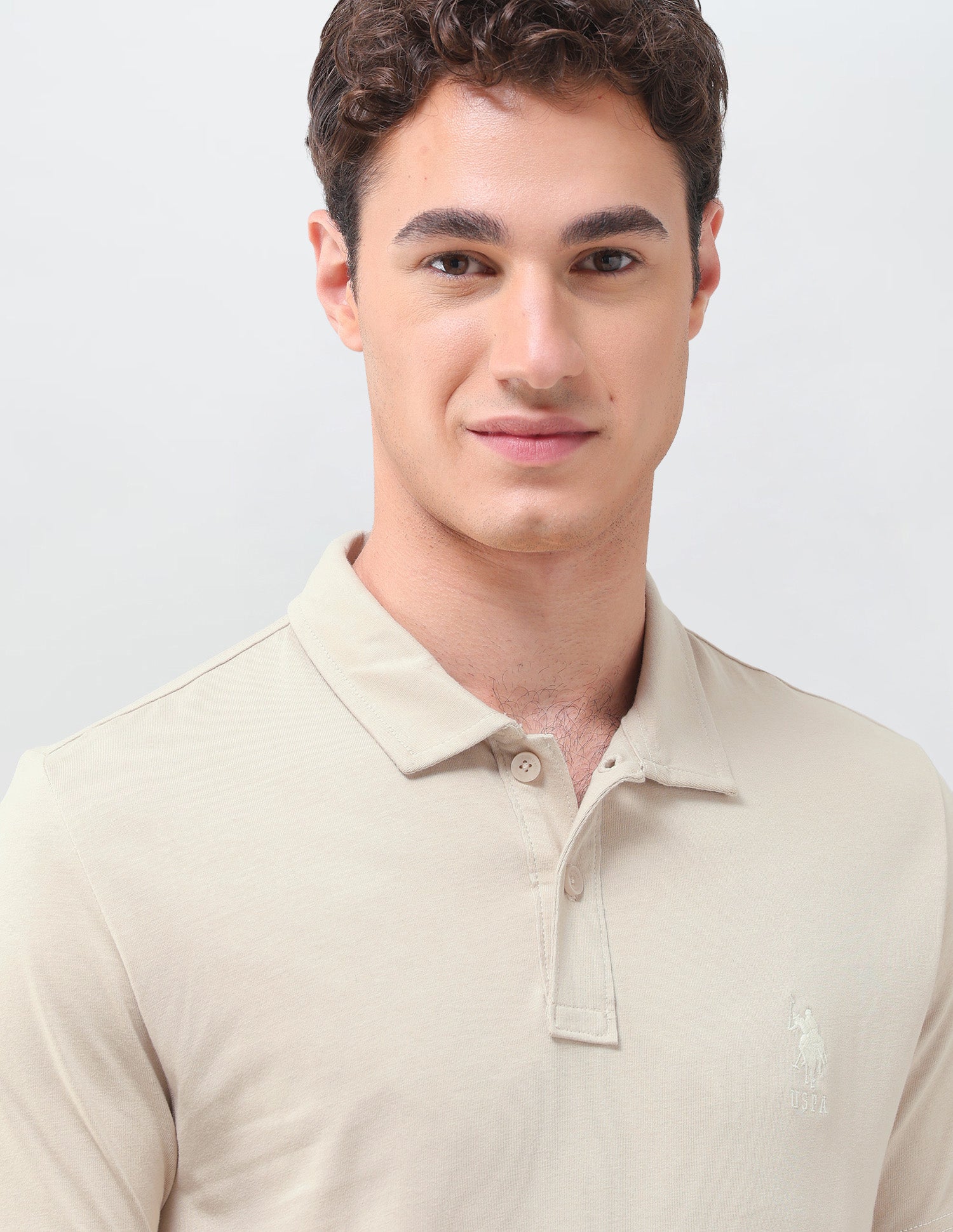 Solid Slim Fit Polo Shirt Beige - U.S. Polo Assn. India | Large