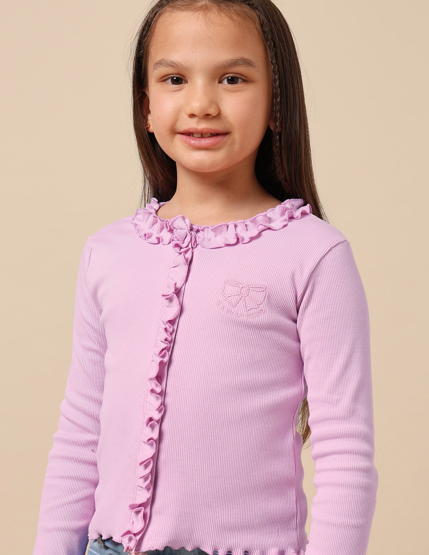 Girls Textured Slim Fit Top Pink - U.S. POLO ASSN. | Large