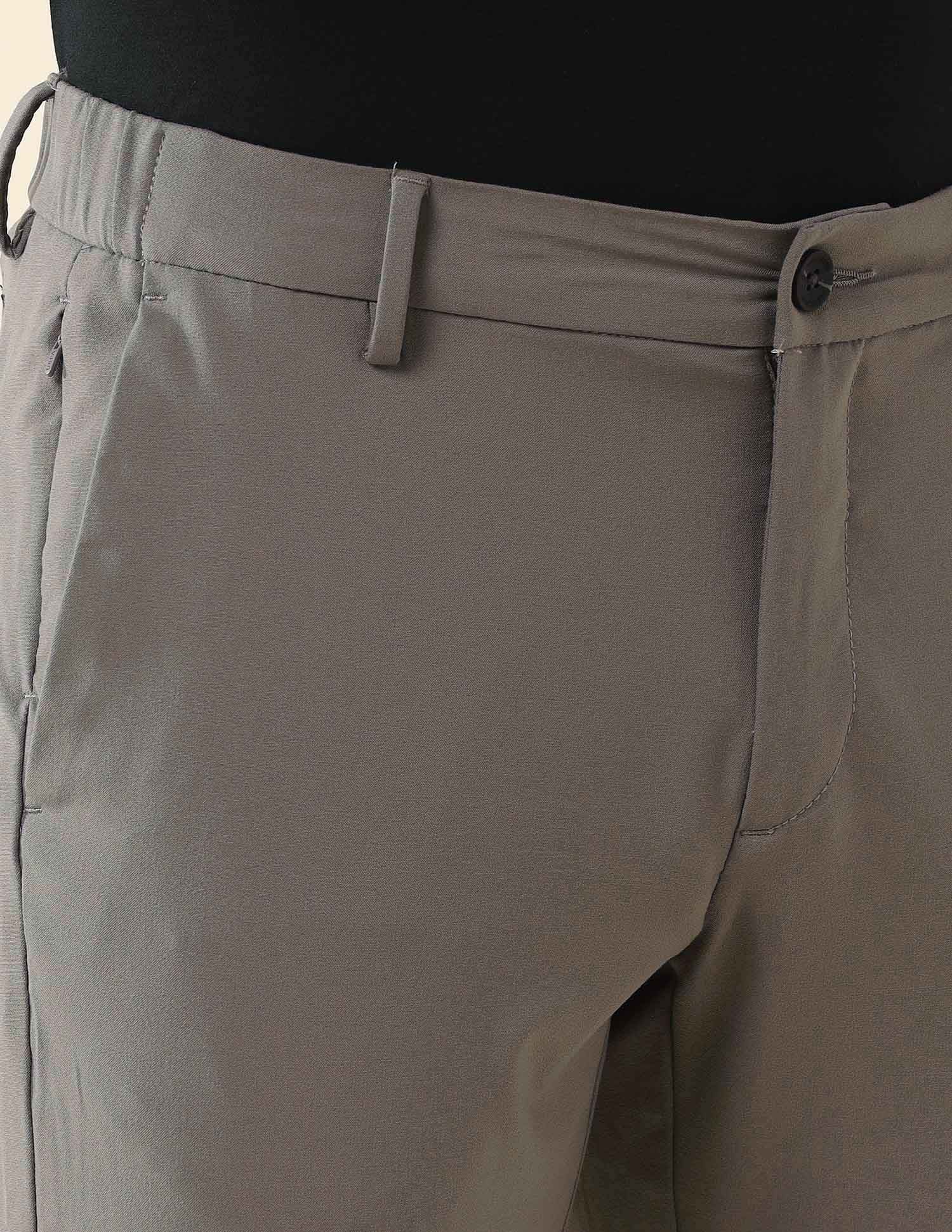 Austin Slim Fit Solid Trousers Brown - U.S. Polo Assn. India | Large