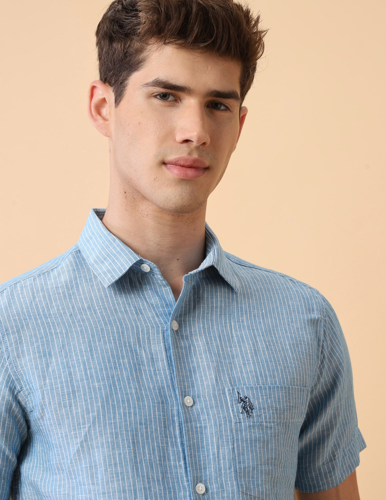 Pacho X Dobby Regular Fit Shirt Teal - U.S. Polo Assn. India | Large