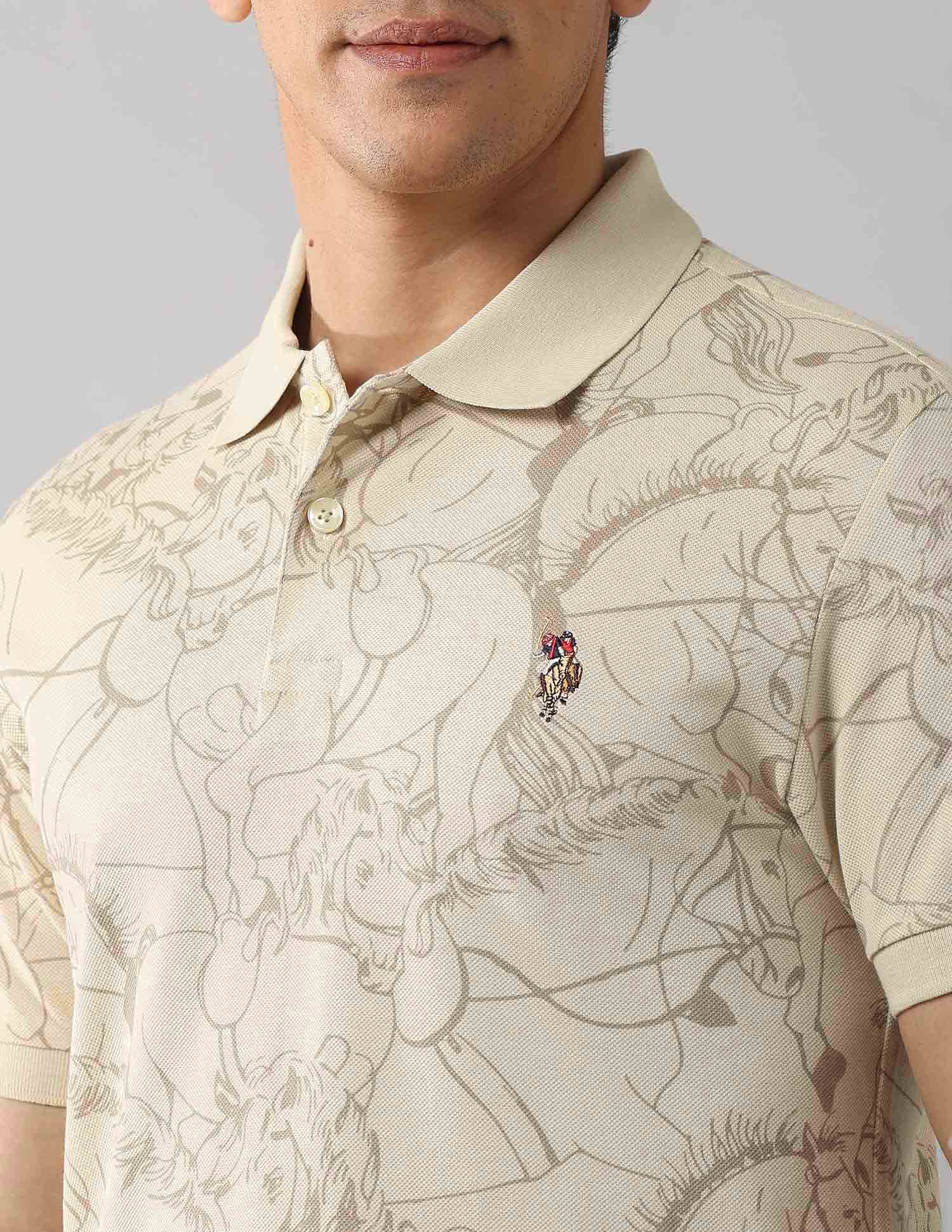 Muscle Fit Work And Wander Polo Shirt Beige - U.S. Polo Assn. India | Large