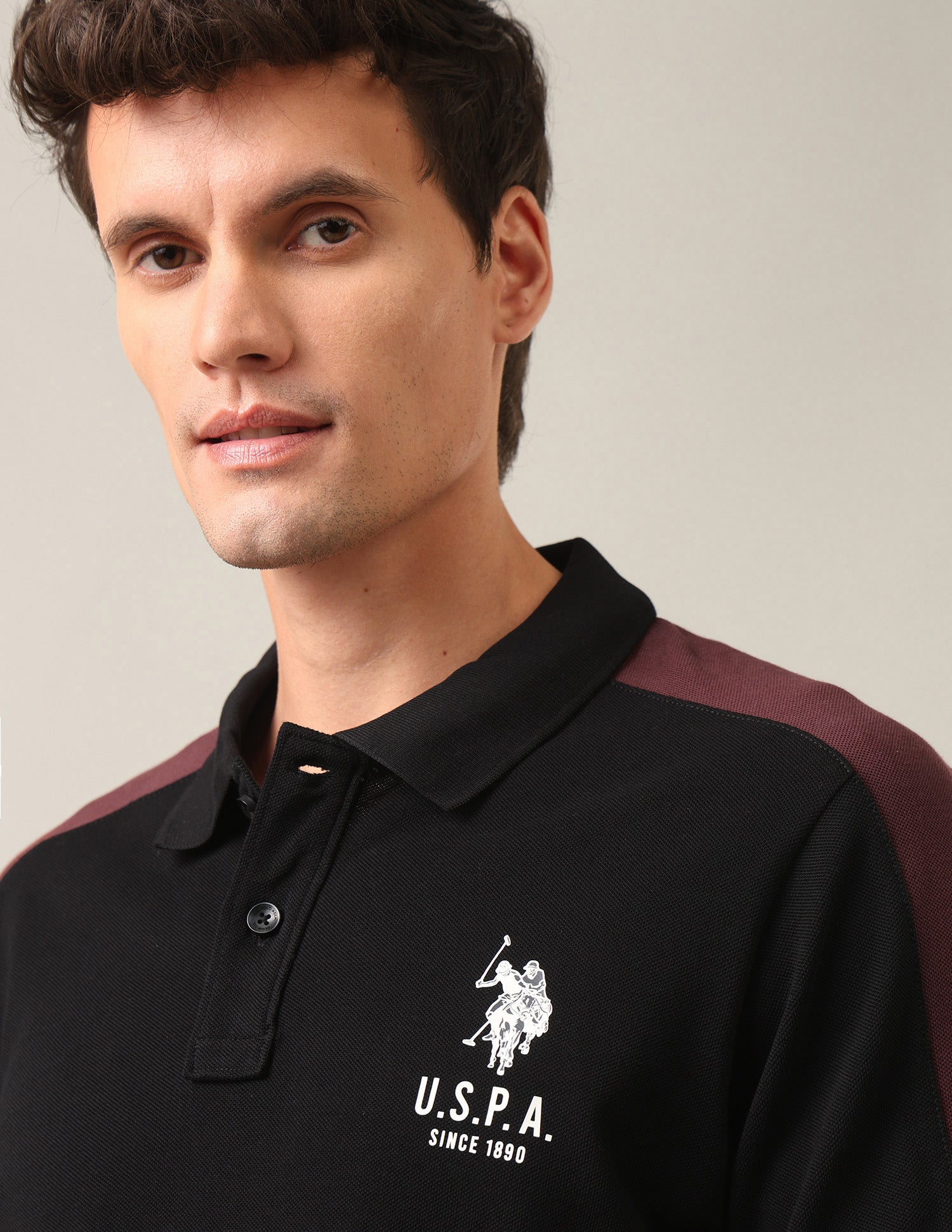 Solid Slim Fit Polo Shirt Black - U.S. Polo Assn. India | Large