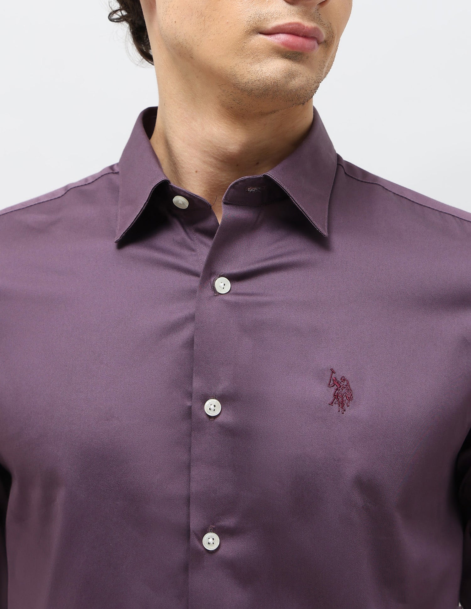 Satin Tailored Fit Shirt Purple - U.S. POLO ASSN. | Large