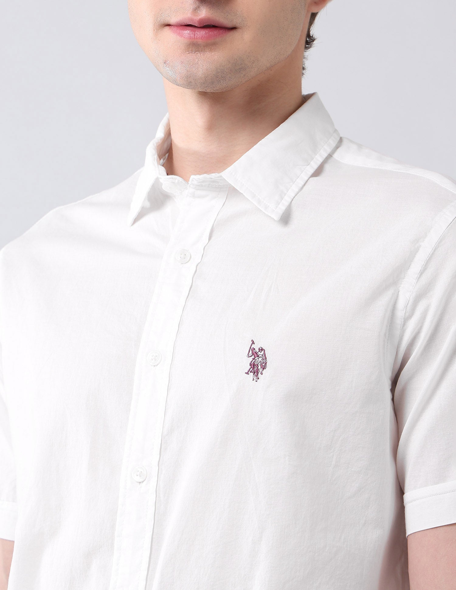 Solid Pure Cotton Poplin Shirt White - U.S. Polo Assn. India | Large