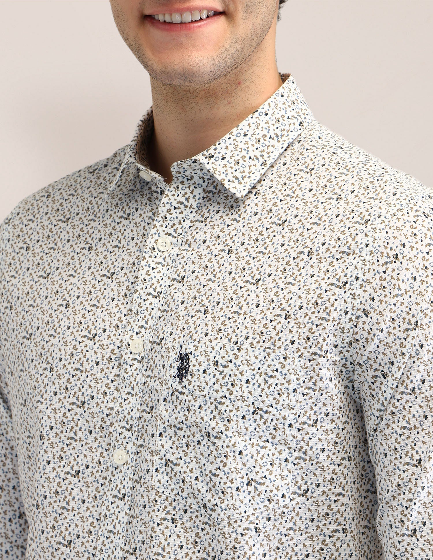 Tailored Fit Poplin Shirt Off-white - U.S. Polo Assn. India | Large