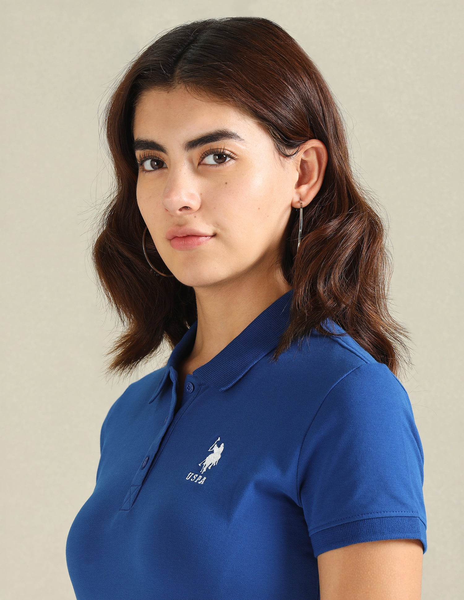 Cotton Stretch Logo Polo Shirt Blue - U.S. Polo Assn. India | Large