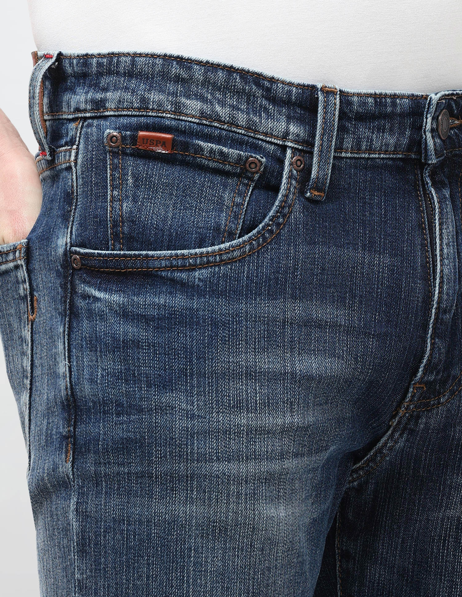 Harold Slim Straight Fit Blue Jeans Tinted Blue - U.S. Polo Assn. India | Large