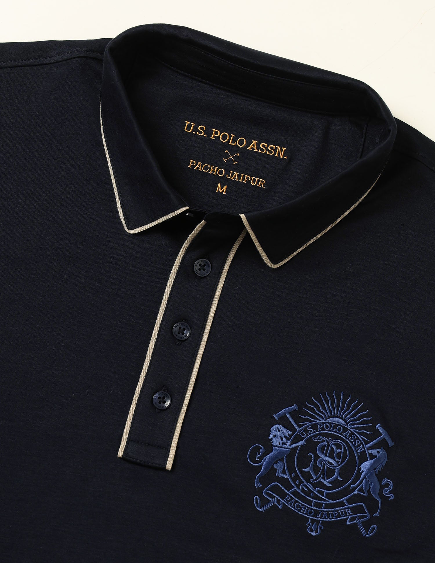 Pacho X Crest Logo Slim Fit Polo Shirt Navy - U.S. Polo Assn. India | Large