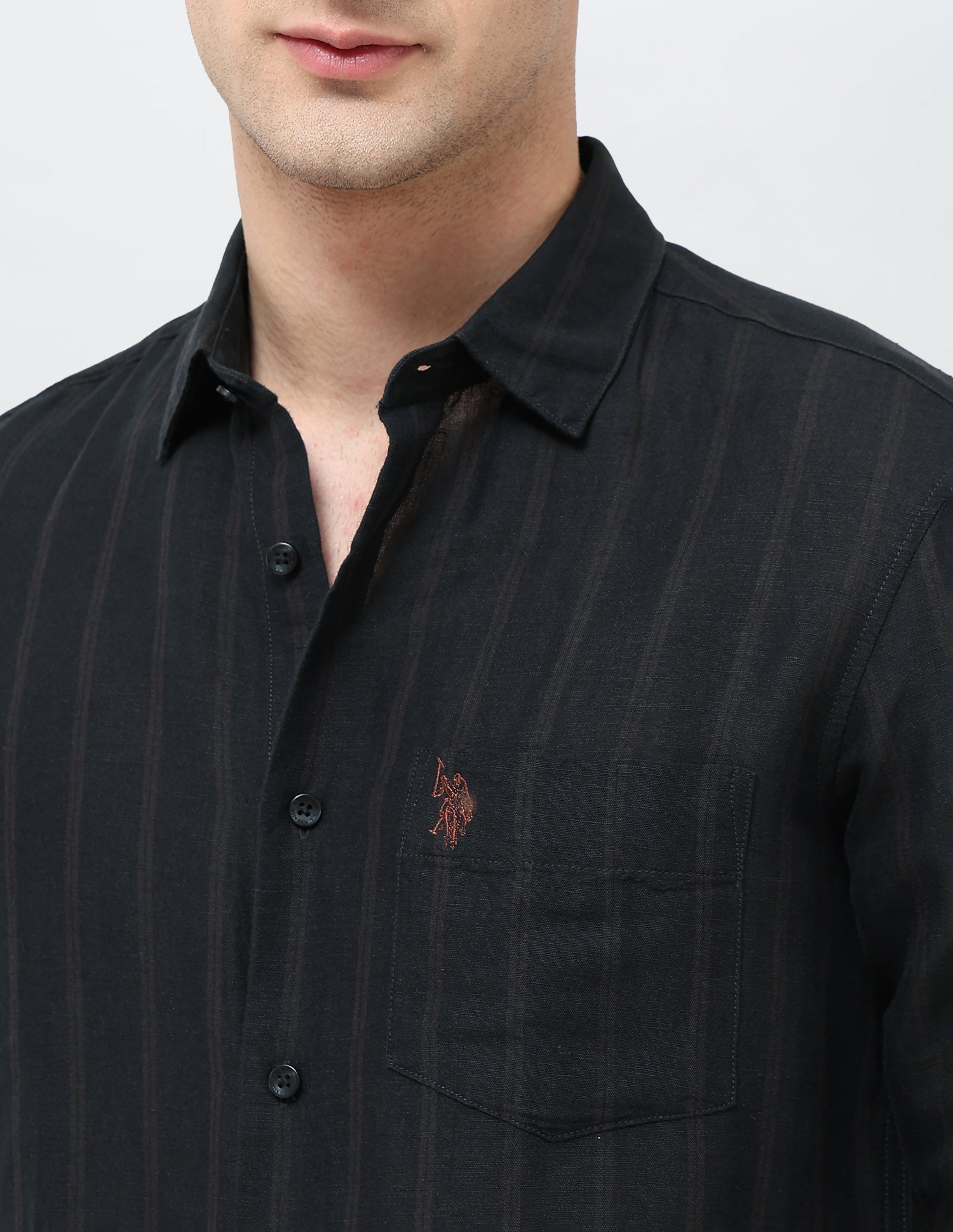 Vertical Striped Tailored Fit Shirt Black - U.S. POLO ASSN. | Large