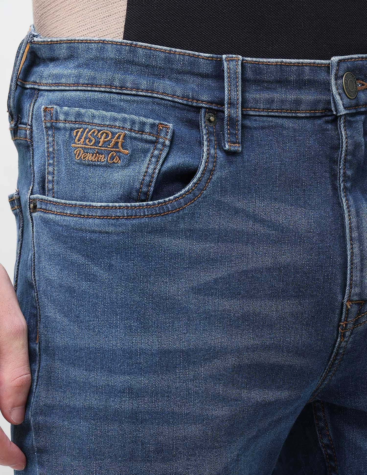 Solid Slim Straight Fit Jeans Blue - U.S. Polo Assn. India | Large