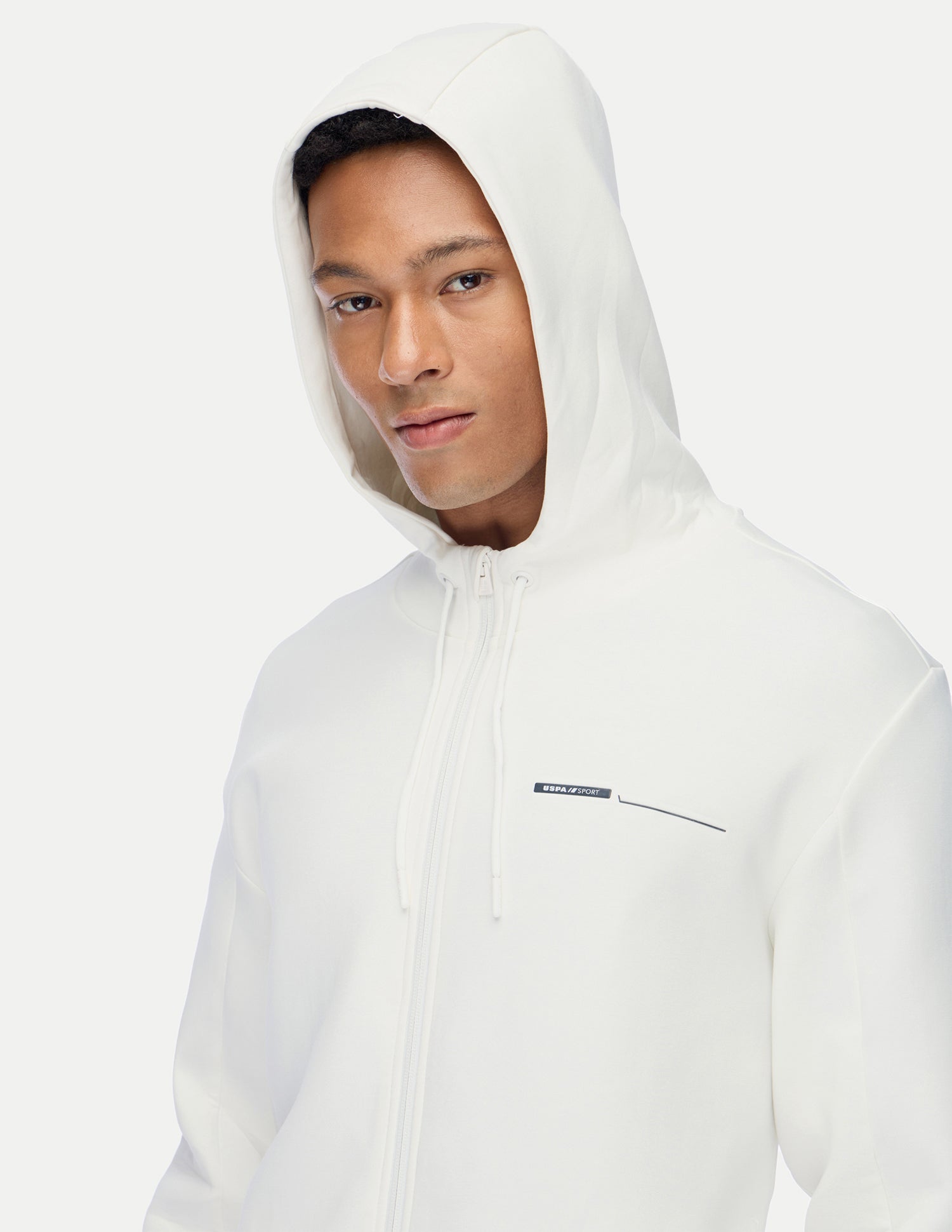 Solid Active Zipper Sweatshirt White - U.S. Polo Assn. India | Large