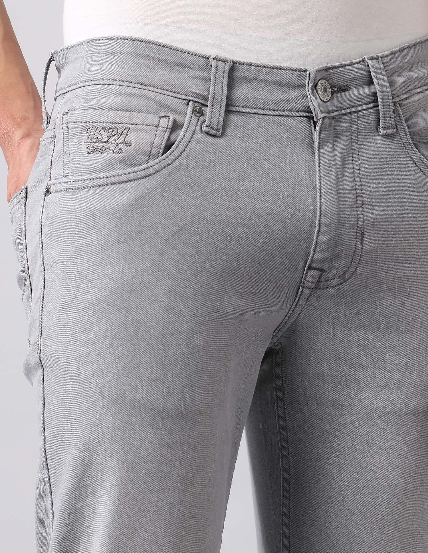 Brandon Slim Tapered Fit Grey Jeans Light Grey - U.S. Polo Assn. India | Large