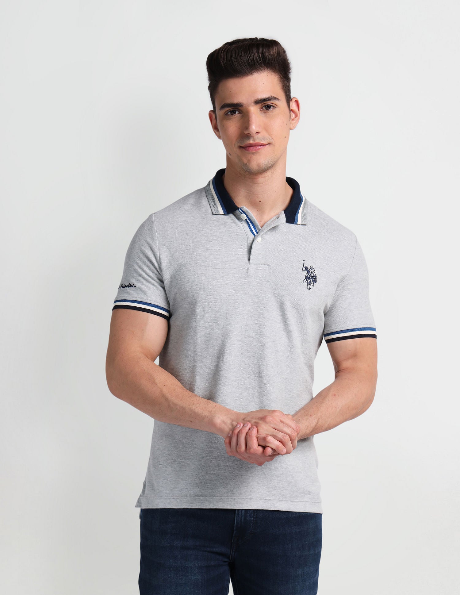 Muscle Fit Heathered Polo Shirt – U.S. Polo Assn. India