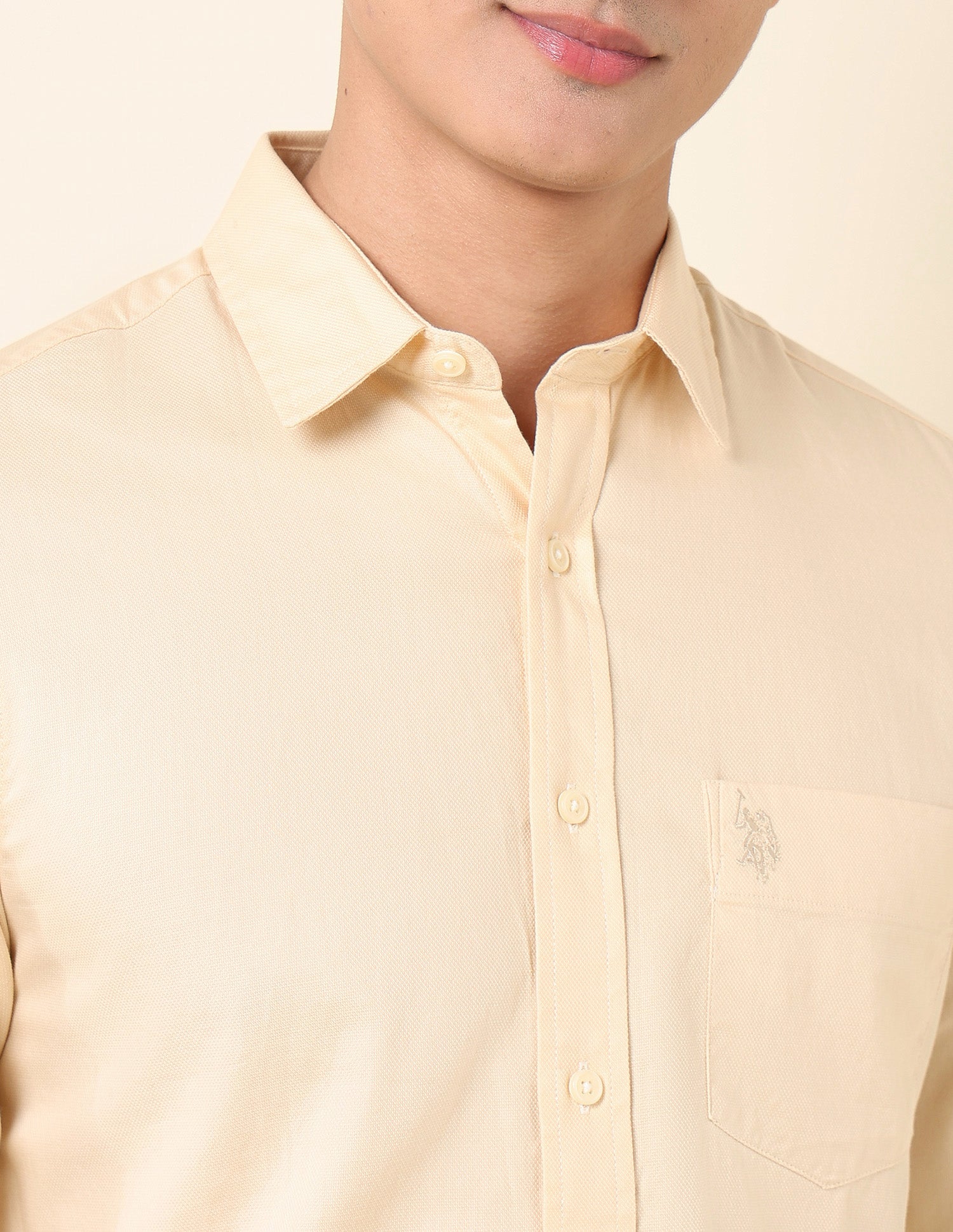 Solid Pure Cotton Shirt Yellow - U.S. Polo Assn. India | Large