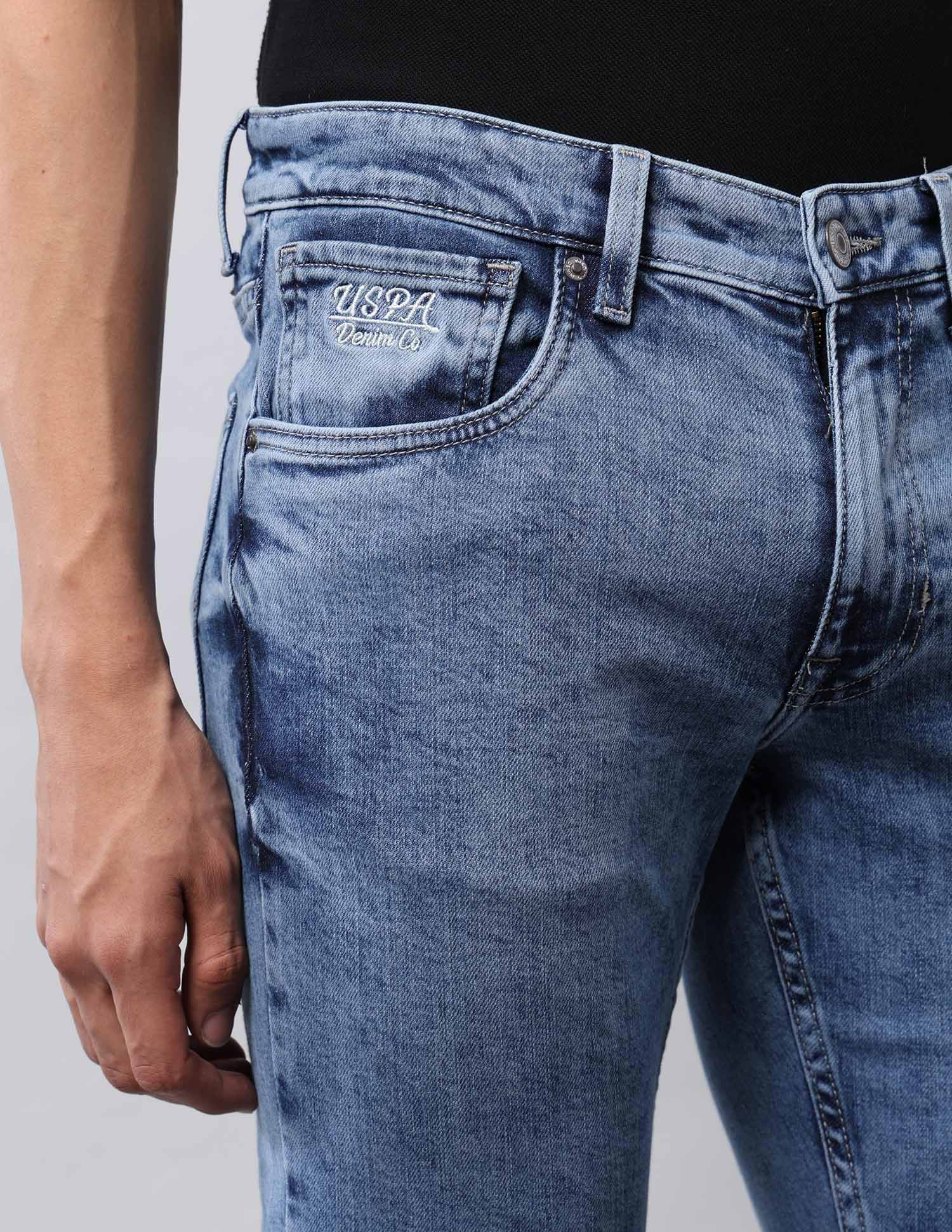 Brandon Slim Tapered Fit Blue Jeans Light Blue - U.S. POLO ASSN. | Large