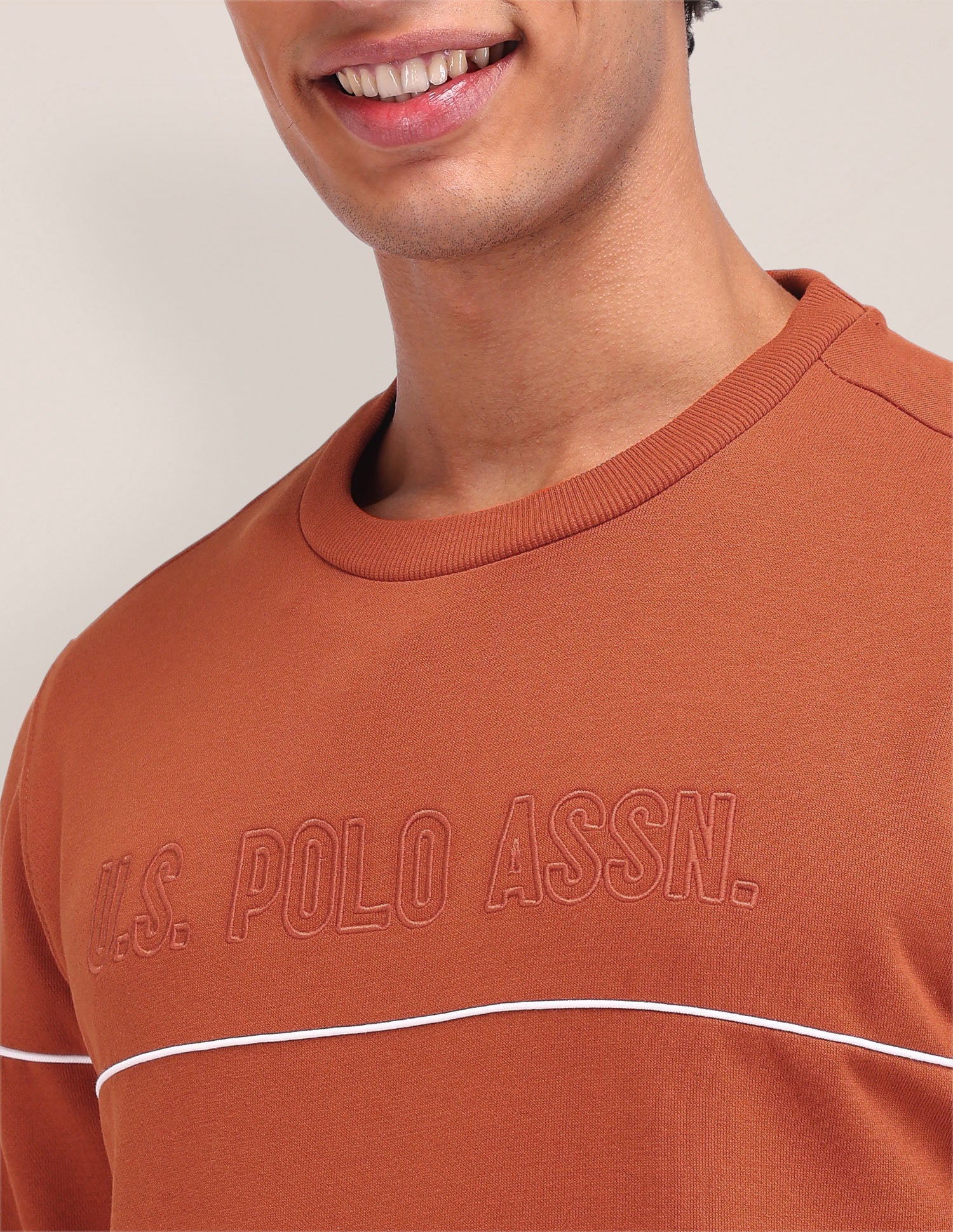 Brand Printed Regular Fit Sweatshirt Rust - U.S. POLO ASSN. | Large