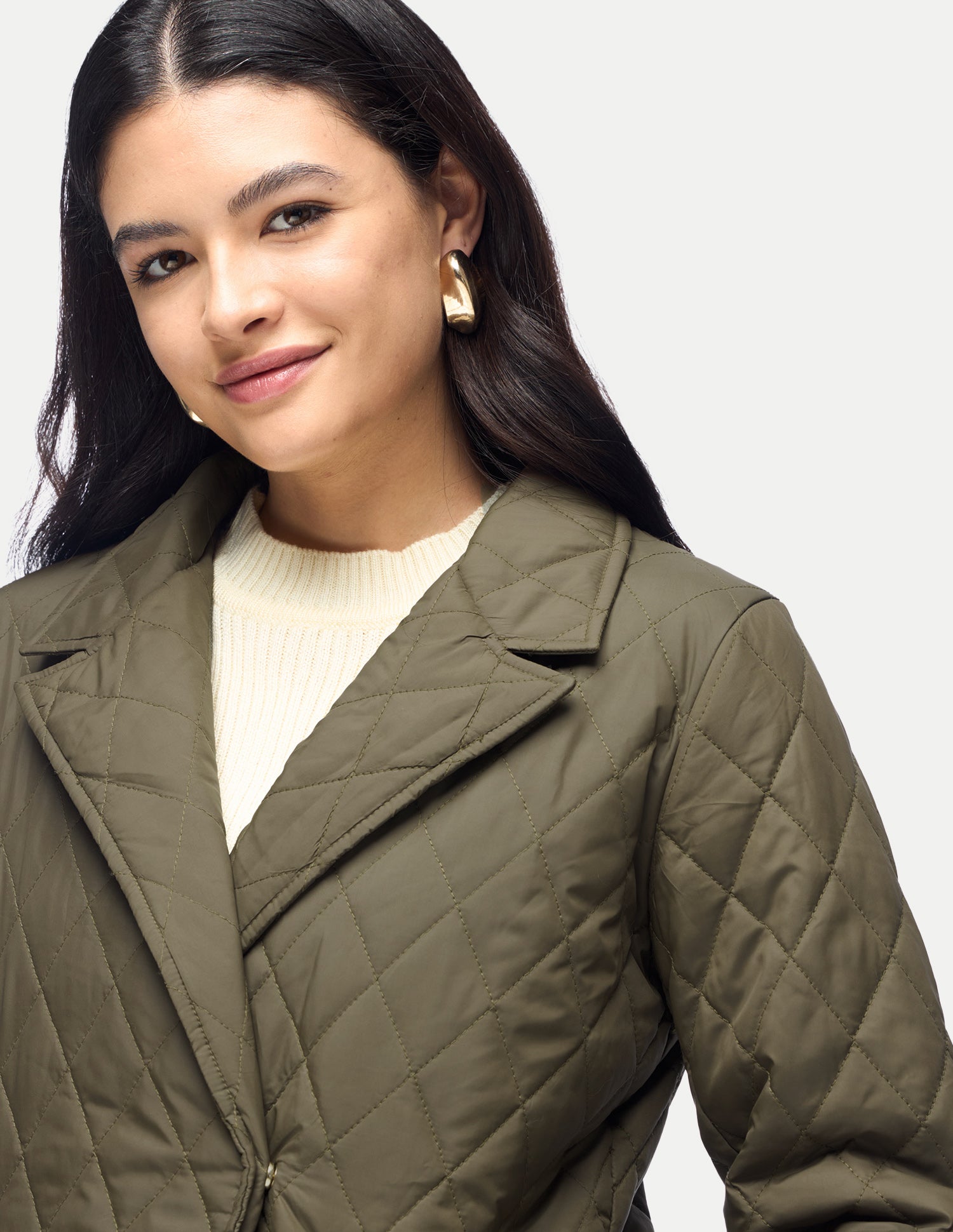 Solid Longline Quilted Jacket Dark Brown - U.S. Polo Assn. India | Large