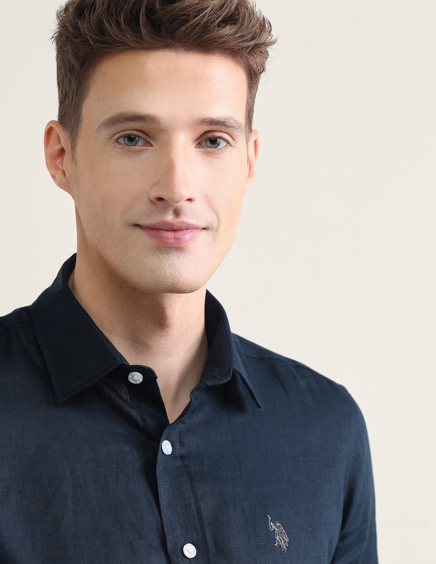 Solid Regular Fit Shirt Navy - U.S. Polo Assn. India | Large