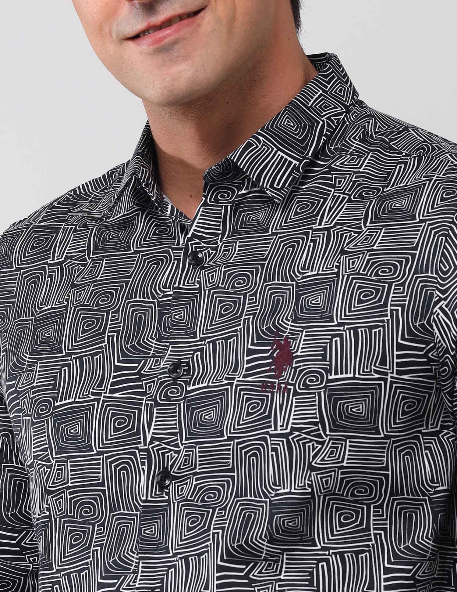 Regular Fit Abstract Shirt Black - U.S. Polo Assn. India | Large