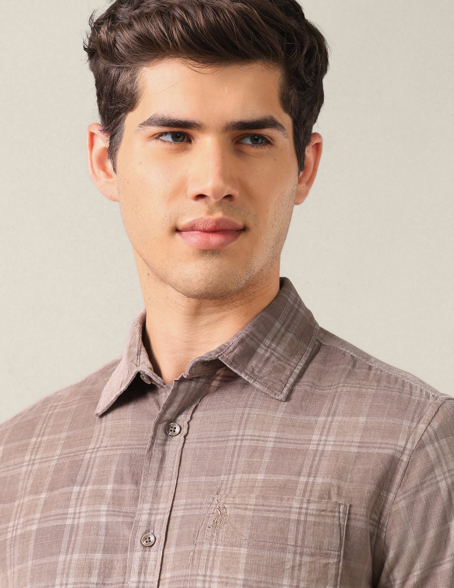 Tailored Fit Corduroy Shirt Brown - U.S. Polo Assn. India | Large