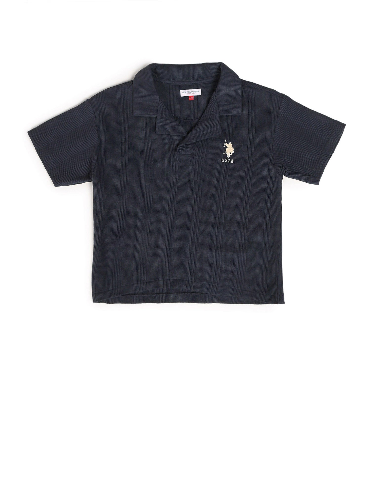 Boys Textured Boxy Fit Polo Shirt Navy - U.S. POLO ASSN. | Large