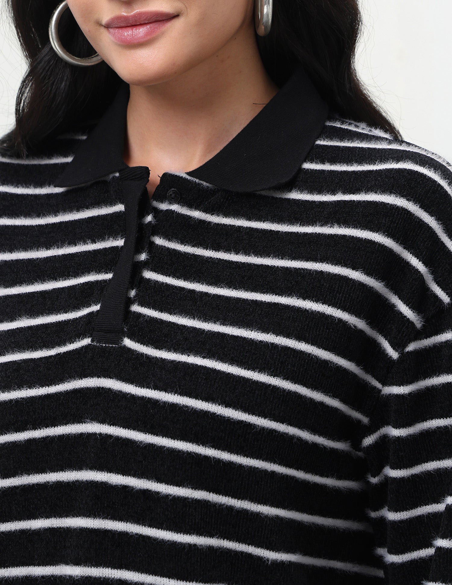 Horizontal Striped Regular Fit Sweater Black - U.S. Polo Assn. India | Large