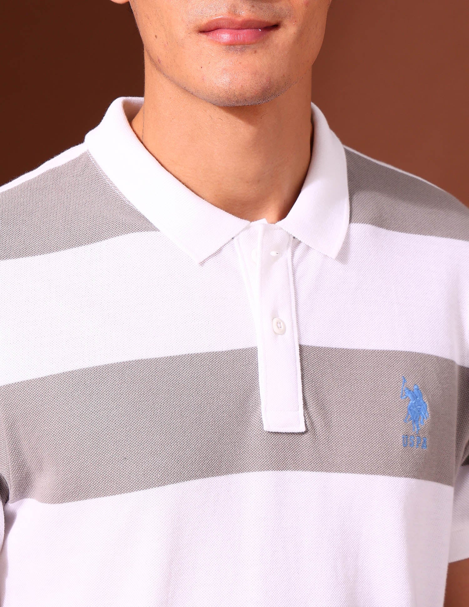 Horizontal Striped Work and Wander Polo Shirt Grey - U.S. Polo Assn. India | Large