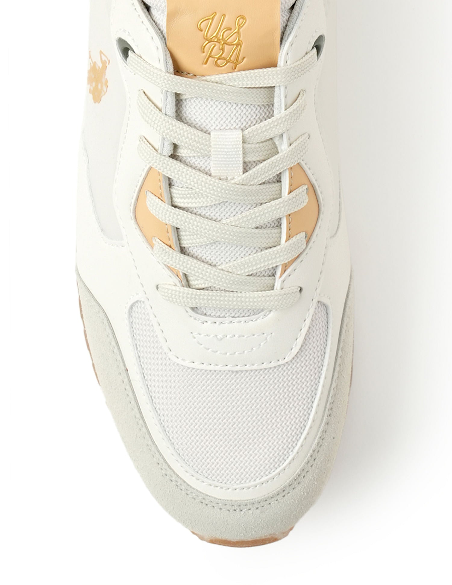 Women Cleo Suede Sneakers Off White and Brown - U.S. POLO ASSN. | Large