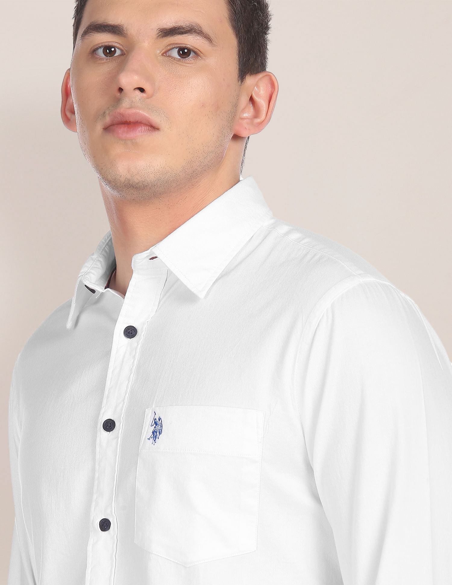 Tailored Regular Fit Solid Casual Shirt White - U.S. POLO ASSN. | Large
