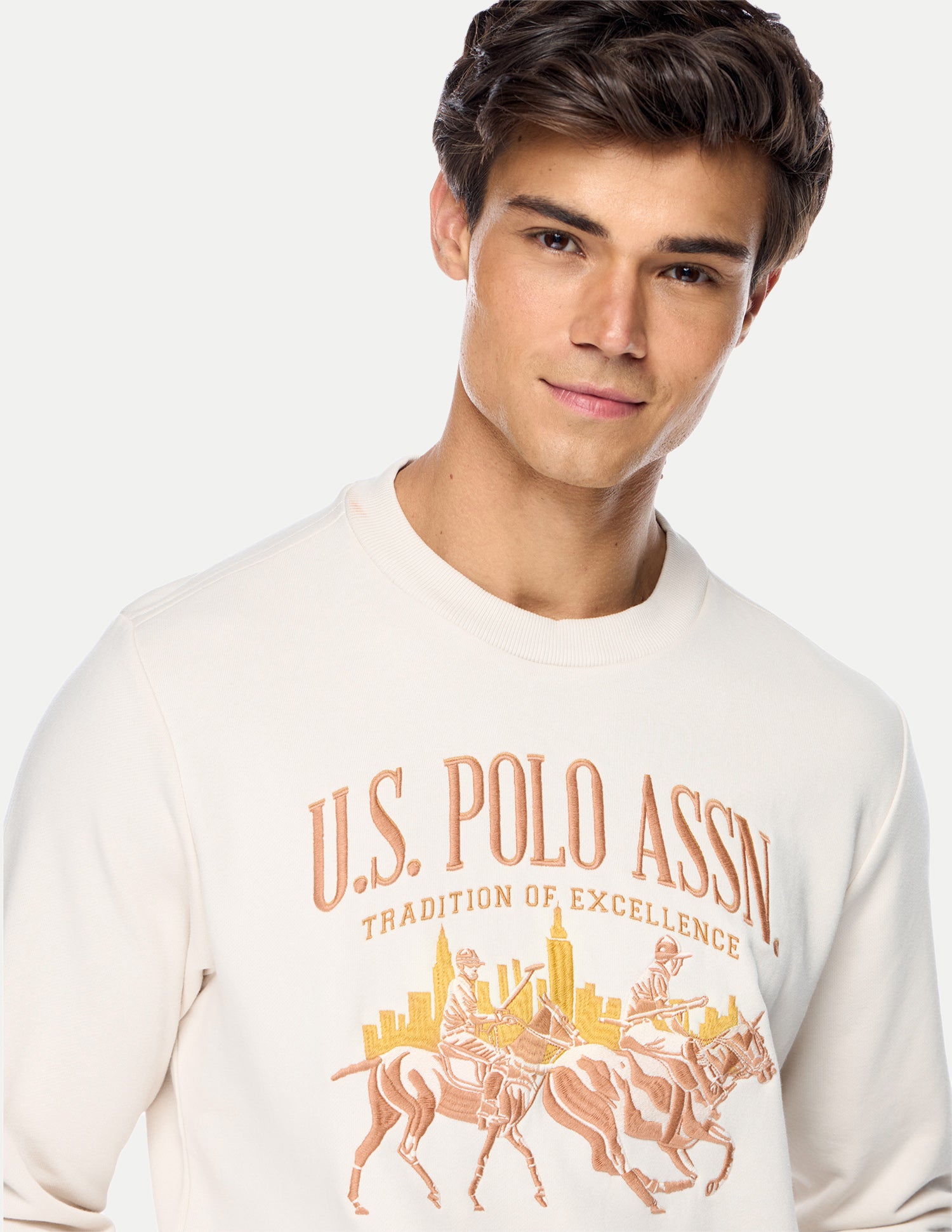 Brand Embroidered Regular Fit Sweatshirt Off White - U.S. Polo Assn. India | Large