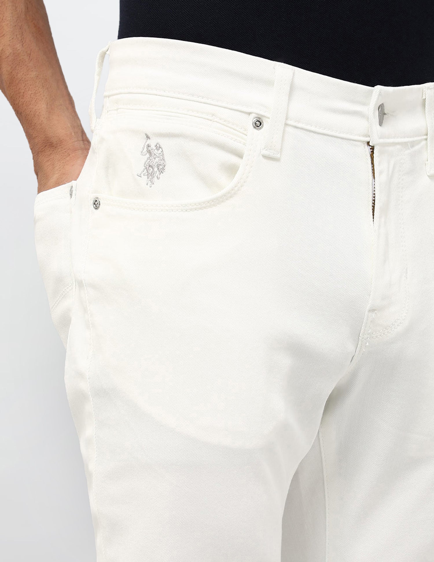 Brandon Slim Tapered Fit White Jeans White - U.S. POLO ASSN. | Large