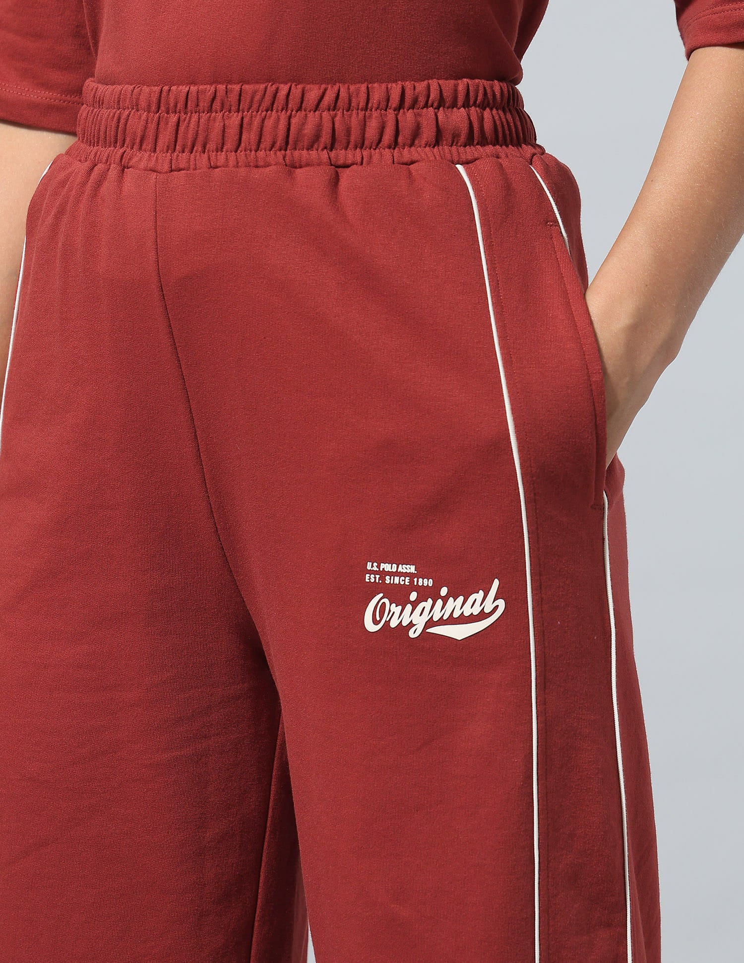 High Rise Wide Leg Trousers Red - U.S. Polo Assn. India | Large