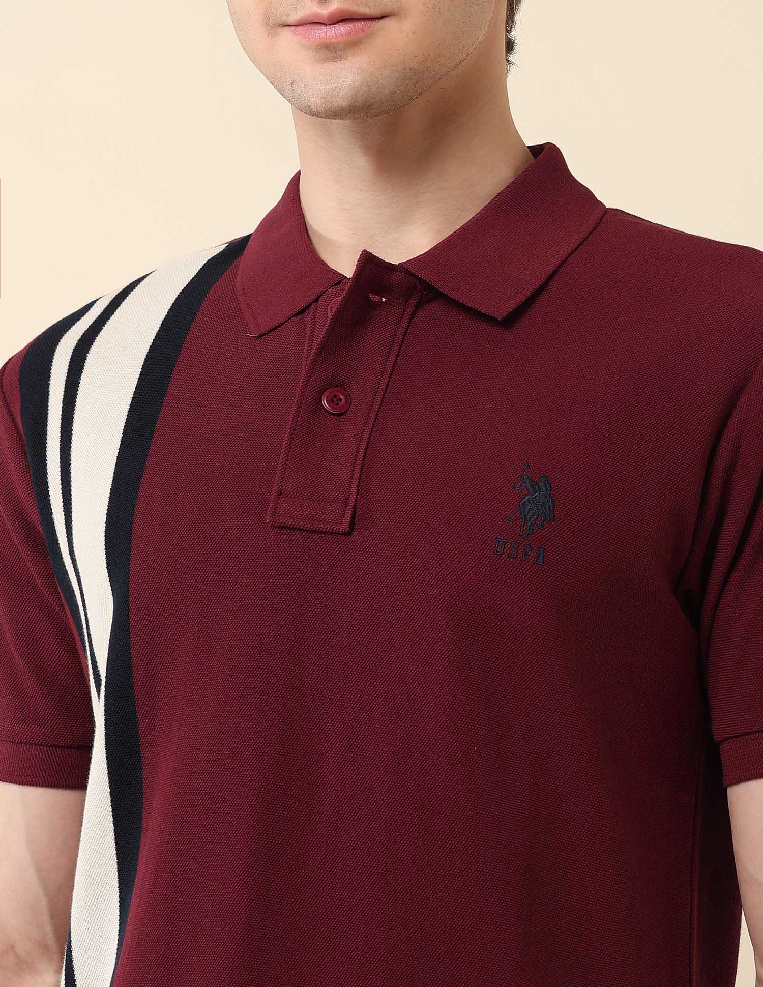 Colourblocked Classic Polo Shirt Wine - U.S. POLO ASSN. | Large