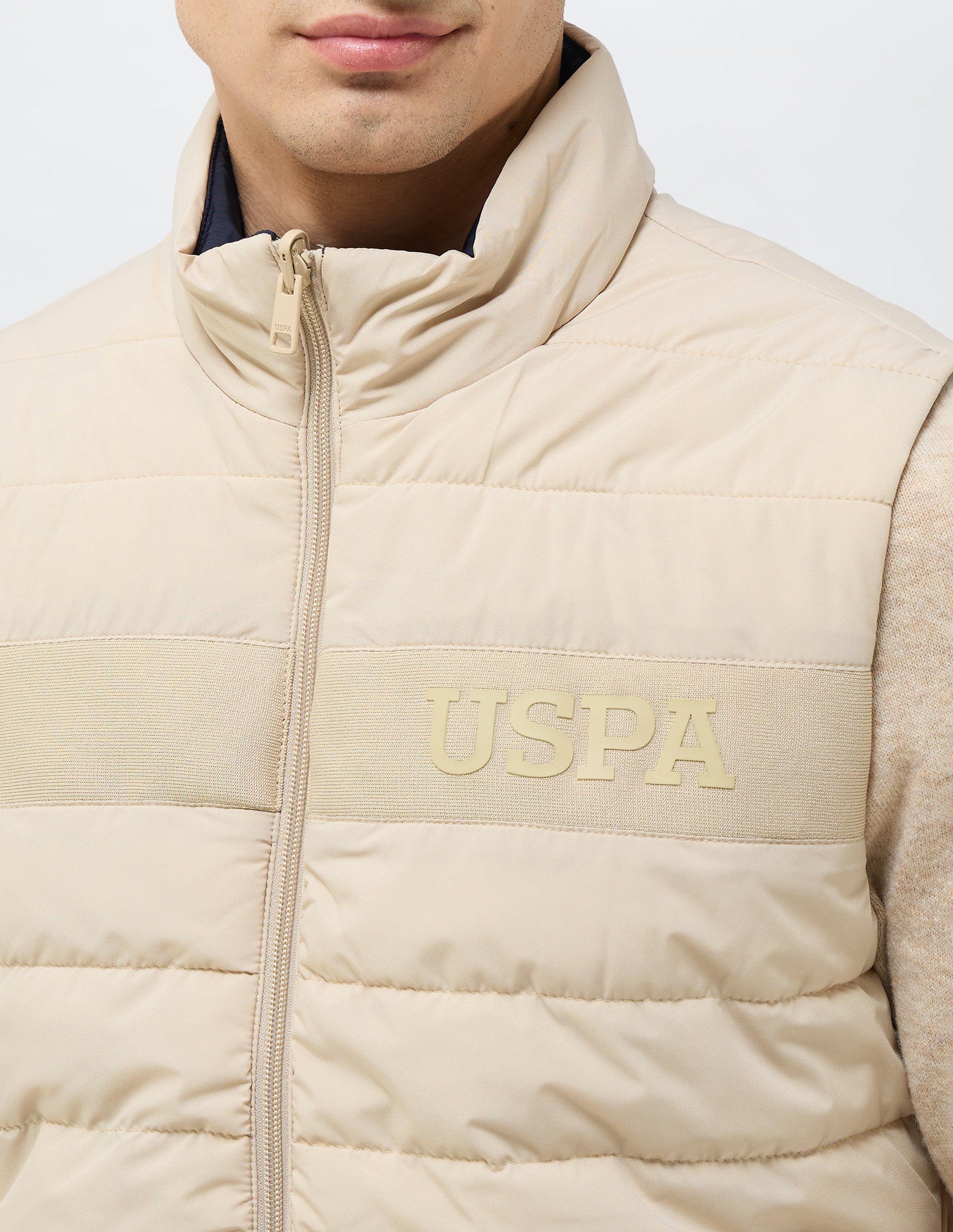 Solid Regular Fit Reversible Jacket Beige - U.S. POLO ASSN. | Large