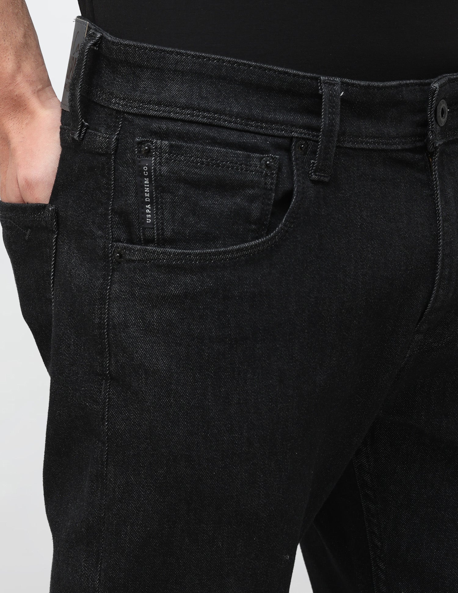 Henry Tapered Cropped Fit Black Jeans Black - U.S. Polo Assn. India | Large