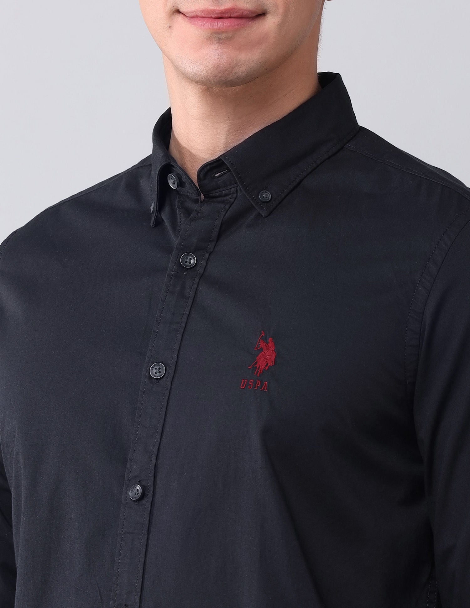 Regular Fit Twill Solid Shirt Navy - U.S. Polo Assn. India | Large