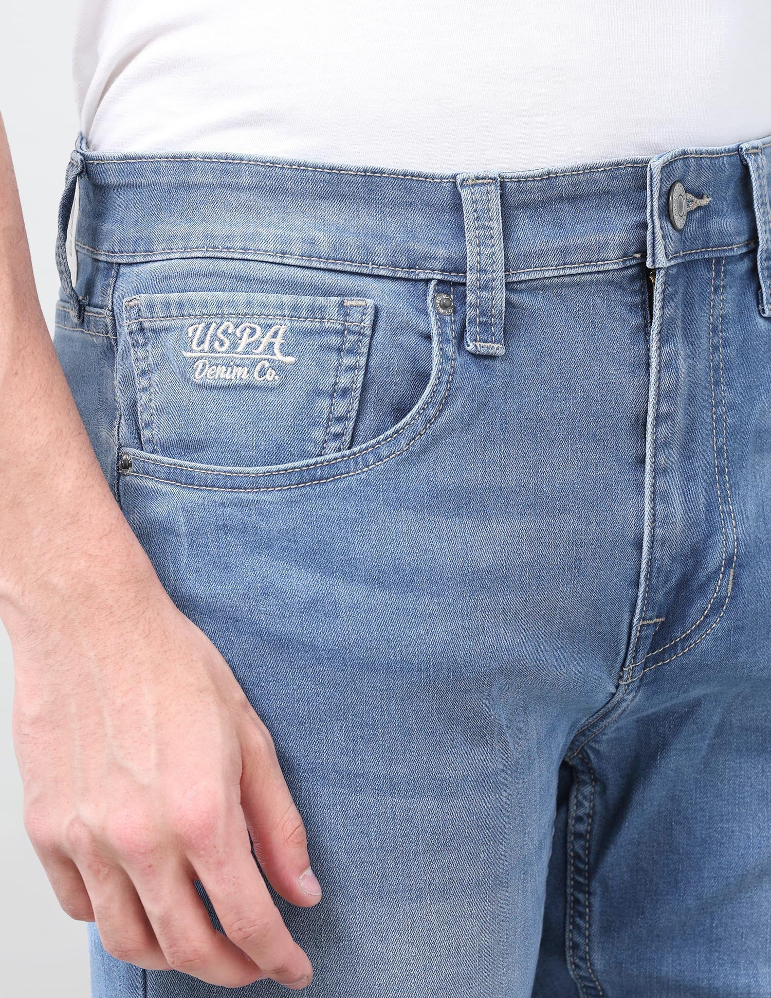 Harold Slim Straight Fit Blue Jeans Light Indigo - U.S. Polo Assn. India | Large
