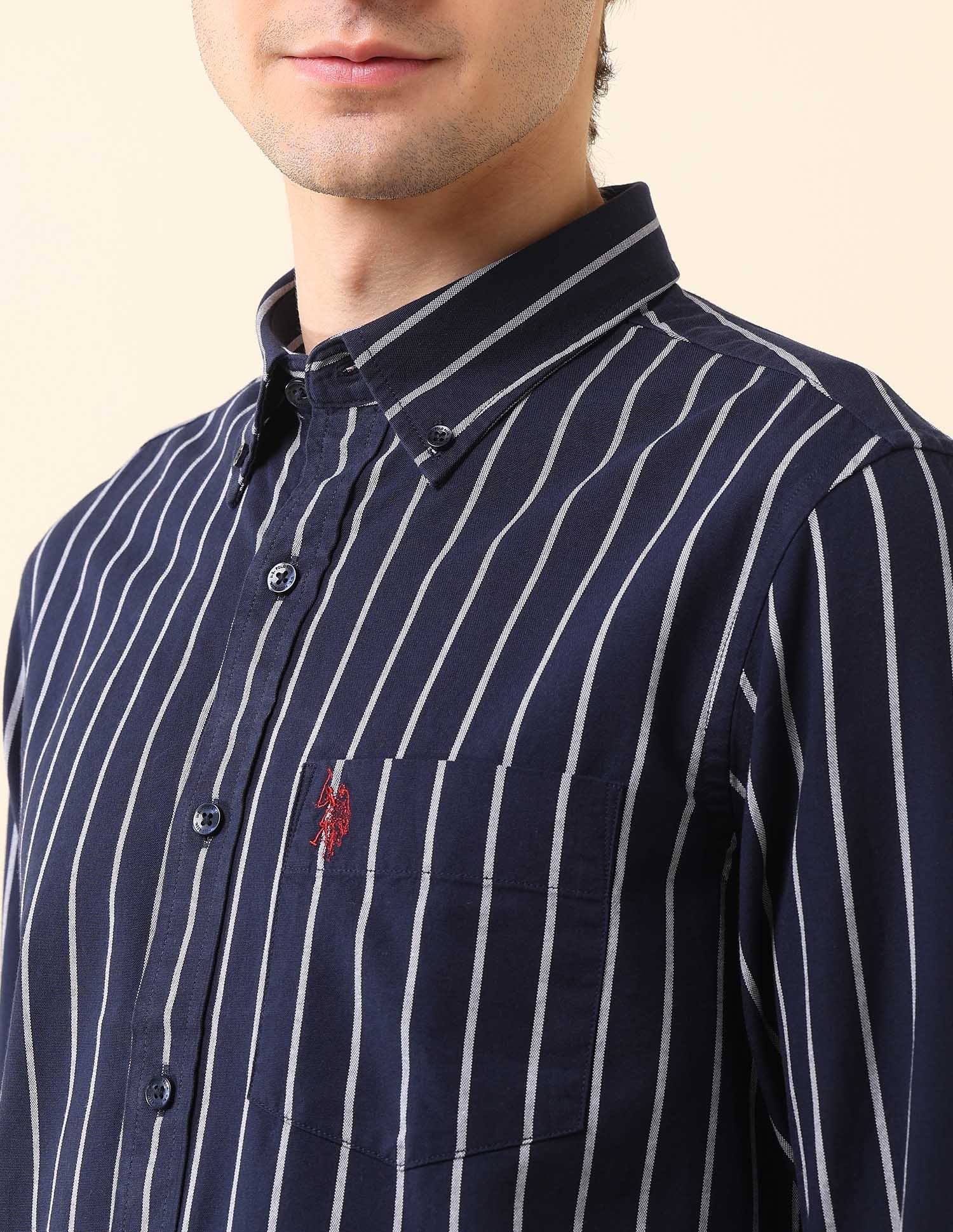 Vertical Striped Oxford Shirt Navy - U.S. Polo Assn. India | Large