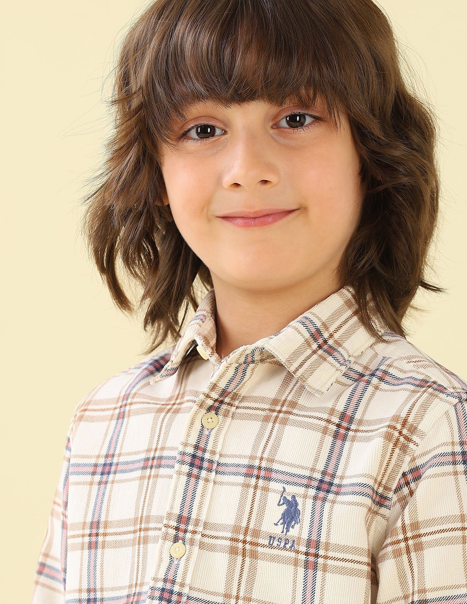 Corduroy Plaid Checked Shirt Off White - U.S. Polo Assn. India | Large