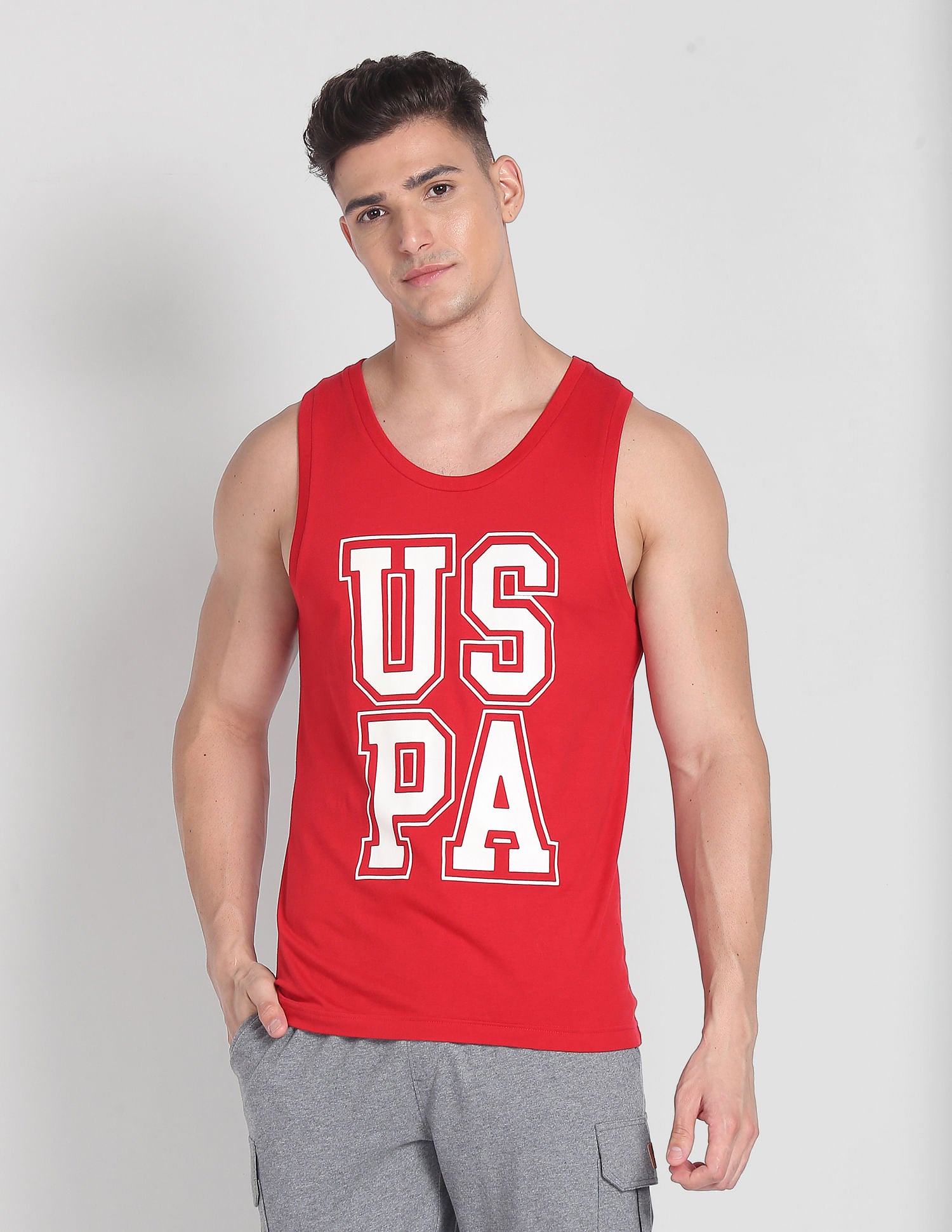 Brand Print Cotton IYBD Vest - Pack Of 1 Cinnabar - U.S. POLO ASSN. | Large