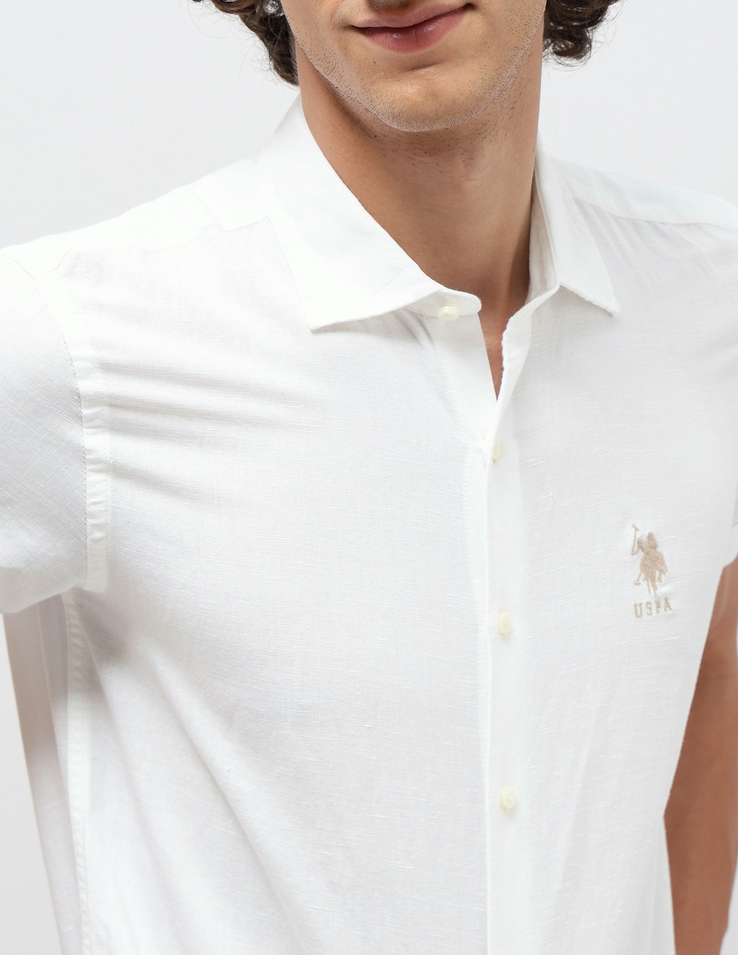 Solid Slim Fit Shirt White - U.S. POLO ASSN. | Large