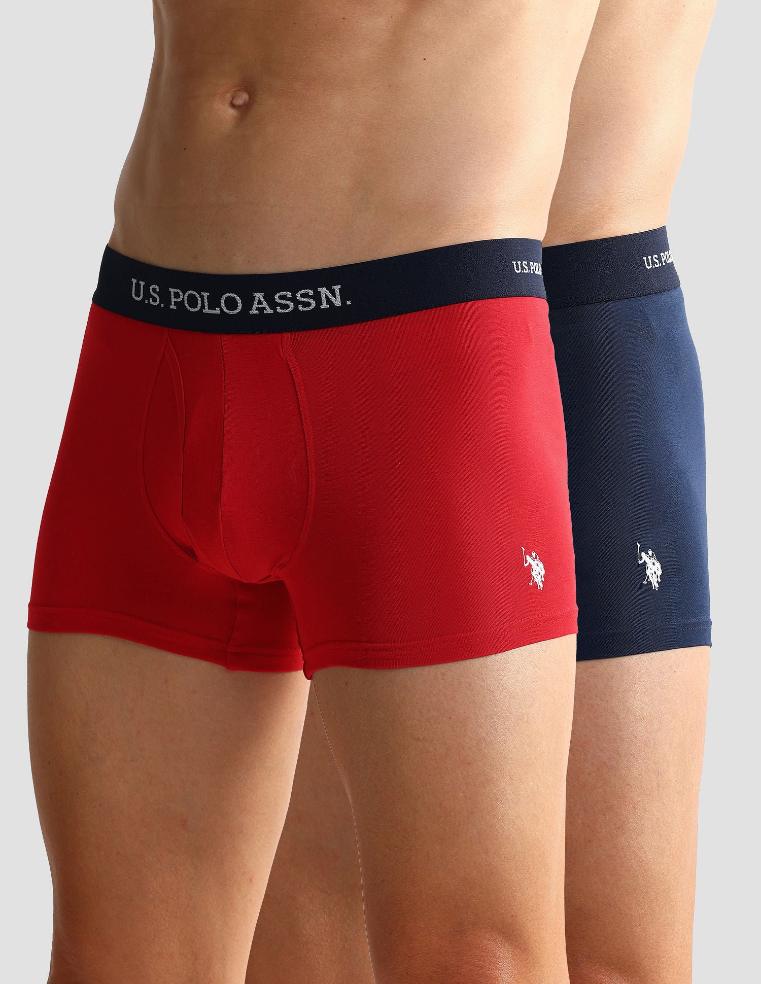 Elastic Waistband Ribbed Solid OET011 Trunks - Pack Of 2 Red and Navy - U.S. POLO ASSN. | Large