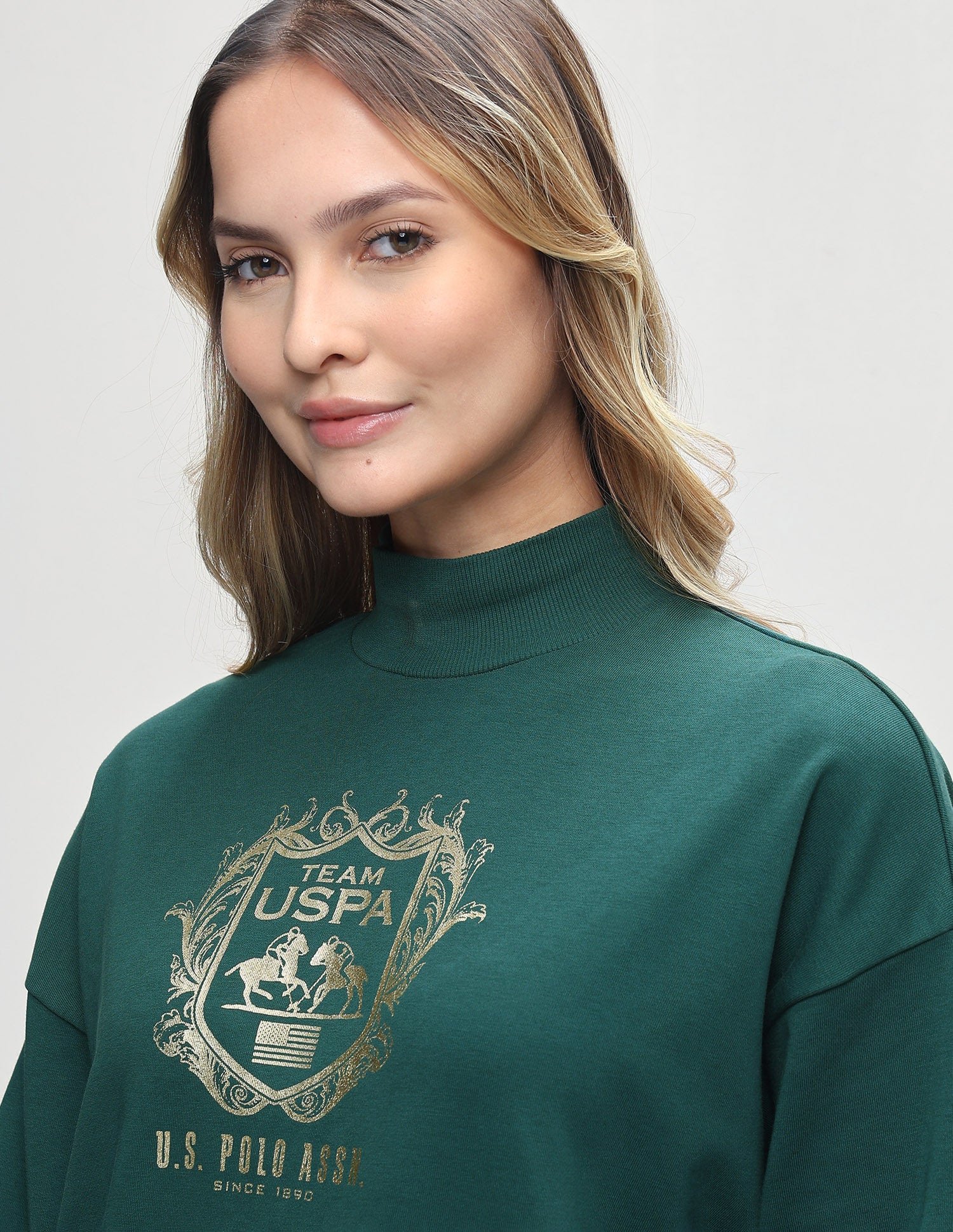 Brand Printed Oversized Fit Sweatshirt Dark Green - U.S. Polo Assn. India | Large