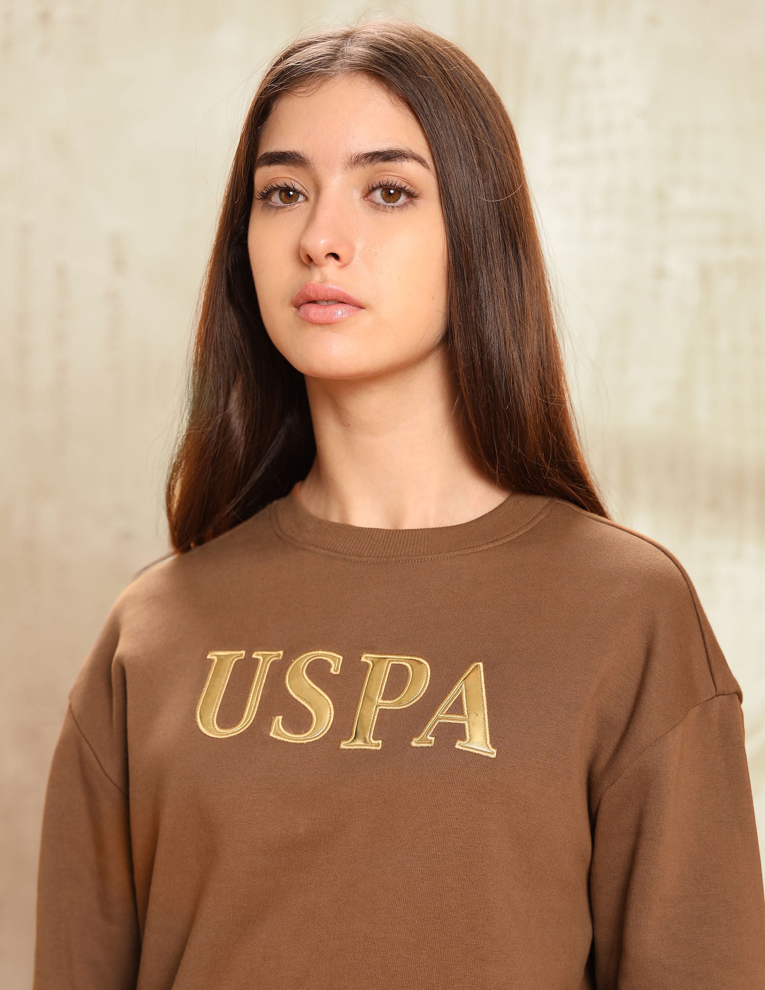 Brand Printed Loose Fit Sweatshirt Brown - U.S. POLO ASSN. | Large