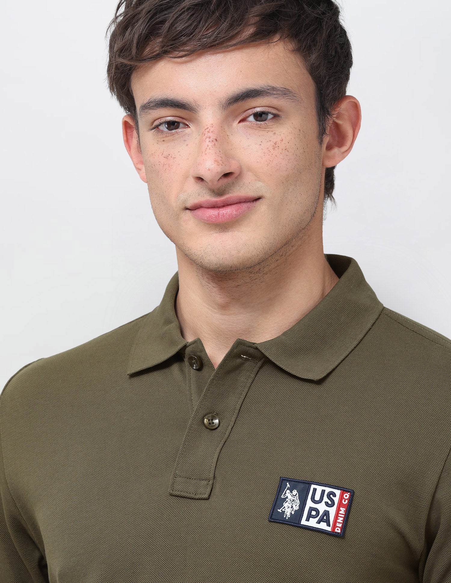 Solid Slim Fit Polo Shirt Olive - U.S. Polo Assn. India | Large