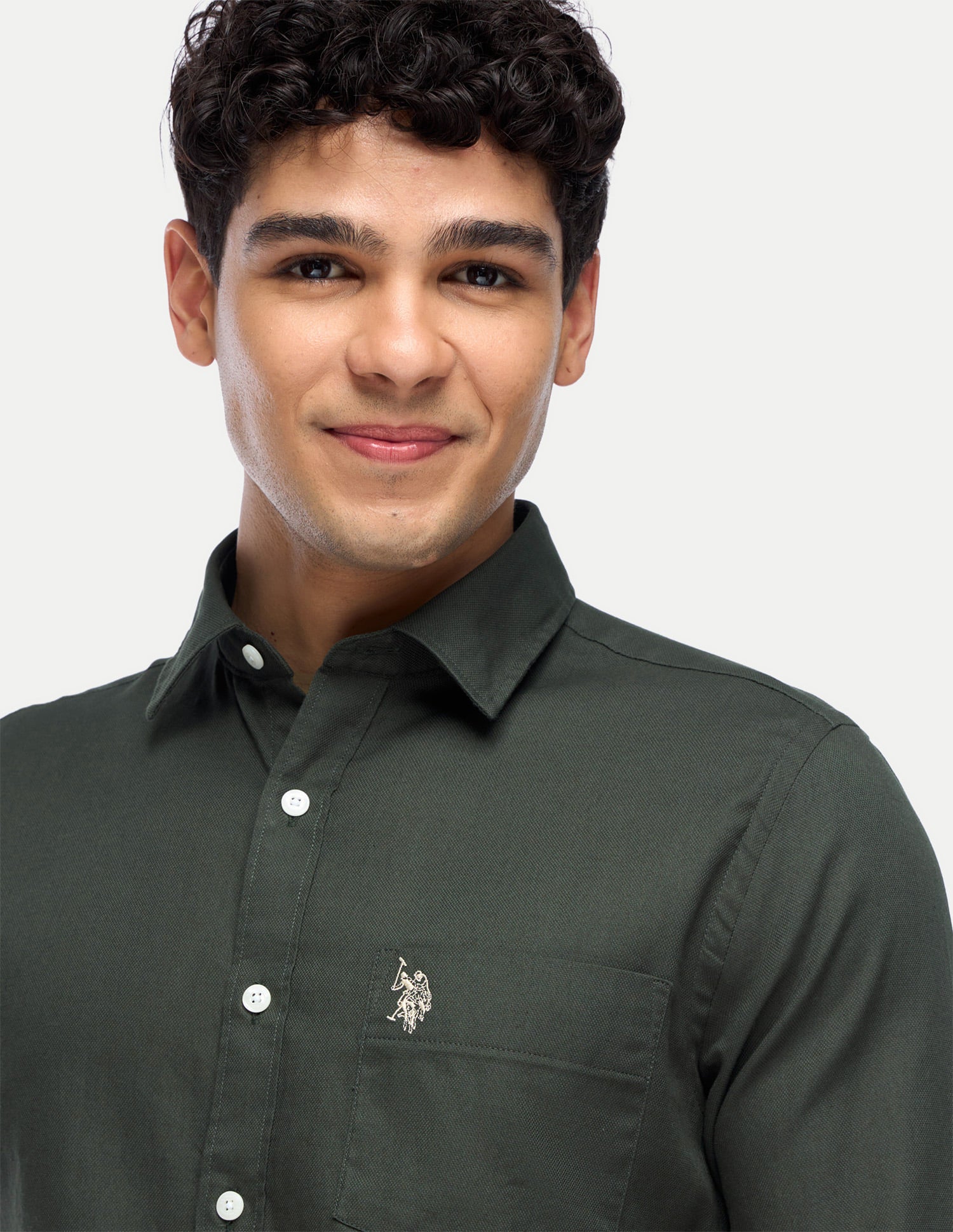 Cotton Dobby Shirt Dark Green - U.S. Polo Assn. India | Large