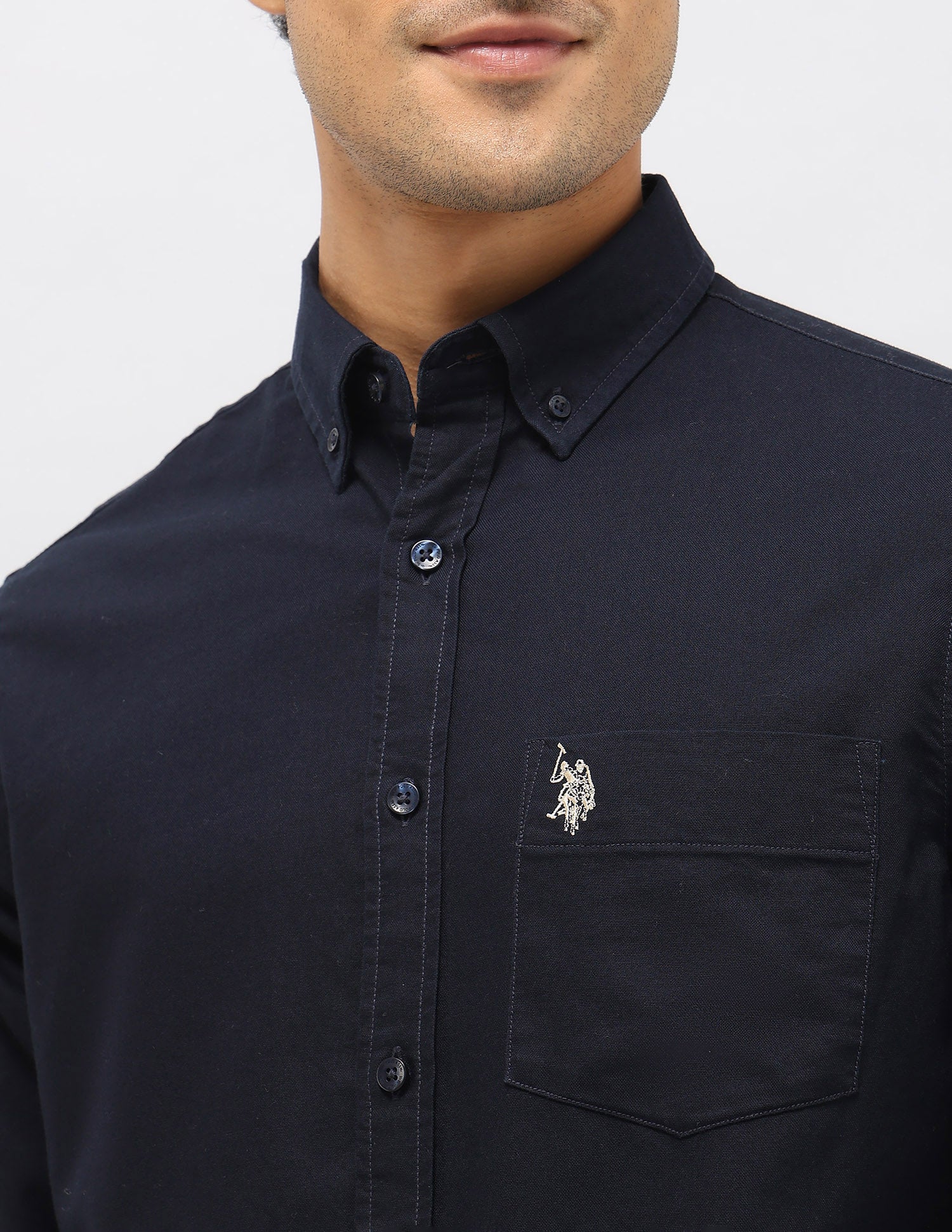 Pure Cotton Tailored Fit Shirt Navy - U.S. Polo Assn. India | Large