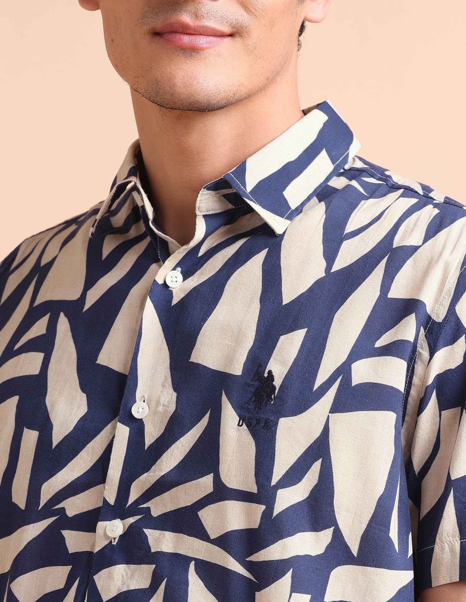 Slim Fit Abstract Printed Shirt Navy - U.S. POLO ASSN. | Large